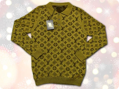 Hombres Louis Vuitton Camiseta Marrón Calce Ajustado Manga Larga Talla M Pecho 18.75 pulgadas Foto 1 de 3