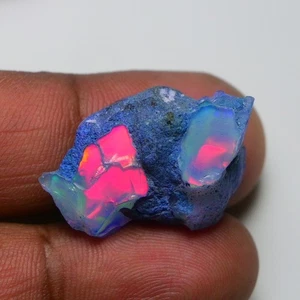 Ópalo azul áspero 22,50 quilates - Ópalo Welo etíope natural grado de joyería de fuego crudo - Imagen 1 de 16
