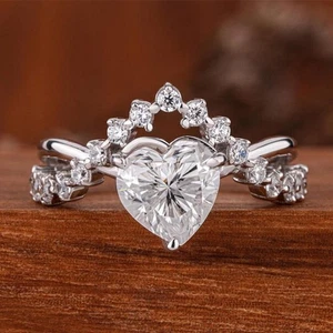 2.30Ct Heart Cut Diamond Pretty Engagement Wedding Ring 14k White Gold Over - Picture 1 of 8