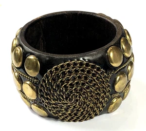Brazalete de madera de latón grueso - 7 pulgadas a 7,5 pulgadas de largo - Imagen 1 de 13