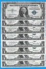 1935 A Thru H $1 Silver Certificates,8) Notes,Blue Seal,Circ F/Vf,Nice!