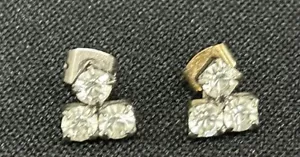 Strass kleines Dreieck klar weiß Ohrringe Vintage Post Rücken - Bild 1 von 4
