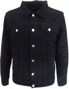 Herren 60er Retro Vintage Schwarz Cord Western Trucker Jacke … - Bild 1 von 3