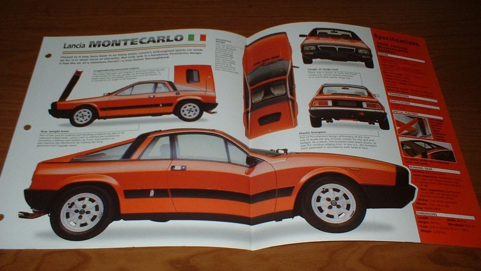 Lancia Montecarlo Spider 1980 hoja de especificaciones folleto foto 80 Monte Carlo 79 78 74 Foto 1 de 1