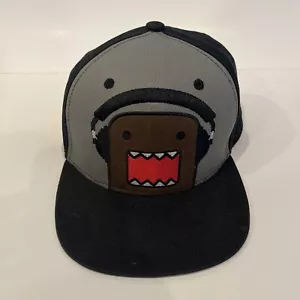 Domo-Kun Wearing Headphones Hat Mens Black Embroidered Adjustable OSFM Y2K - Picture 1 of 12
