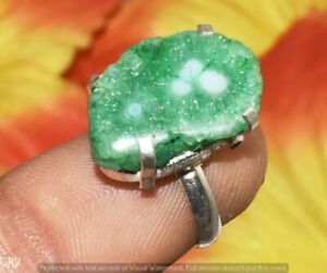 Green Solar Quartz Gemstone Ring 925 Silver Plated Us Size 6" U393-A165