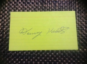 Danny Kravitz 1930-2013 Autographed Yellow 3x5 Index Card Pirates A's 1956-1960 - Picture 1 of 1