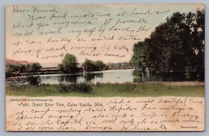 Tarjeta postal Grand River View Eaton Rapids MI Michigan UDB K11 - Imagen 1 de 3
