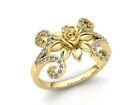 Natural 0.5carat Round Cut Diamond Ladies Flower Fancy Engagement Ring 10K Gold