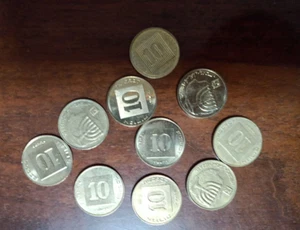 10 Lot of 10 Agorot Israel Israeli Sheqel Official Currency Money Collectible - Picture 1 of 1