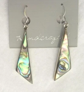 Earrings Drop long triangle Abalone Shell Alpaca new - Picture 1 of 1