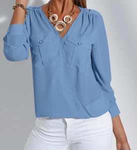 211418 Creation L by Witt Weiden Damen Bluse Crepebluse himmelblau NEU Gr. 46 - Bild 1 von 2