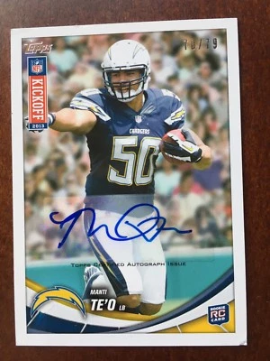 2013 Topps NFL Kickoff Rookie Autograph Auto 70/79 Manti Te'O RC - Image 1 of 2