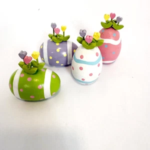 Huevos de Pascua de madera decorativos vintage Department 56 flores de primavera 4 - Imagen 1 de 5