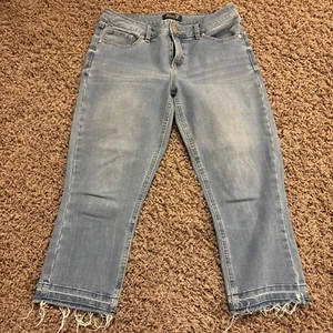 Seven7 Jeans Womens Size Blue High Rise Crop Distressed Denim - Picture 1 of 7