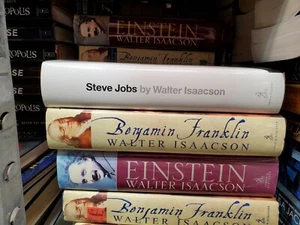 Lot of 3 HCDJ Walter Isaacson Books Einstein Benjamin Franklin Steve Jobs - Picture 1 of 6