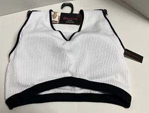 NEW size XXXL No Boundaries bralette white ribbed knit seamless plunge crop bra - Picture 1 of 5