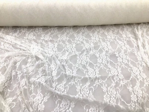 Tela elástica de encaje transparente marfil metálico floral PP32 - Imagen 1 de 1