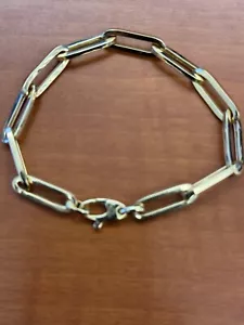 14k Lite Paperclip Bracelet With Lobster Clasp - Picture 1 of 3