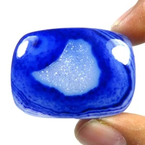 Blue Baguette Window Onyx 36x26 mm Natural Druzy Agate Geode Onyx Gems OD-1135 - Picture 1 of 13