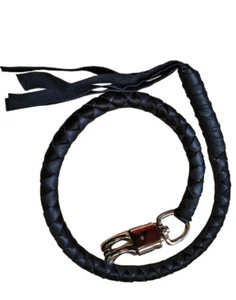 Biker Whip All Black Leather in 36" & 42" for chopper Cruizer Motorcycle - Picture 1 of 2