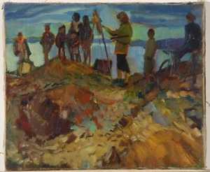 Jacques BUREL 1922 - 2000: ''Painter on the Dune in Algiers'' - 1957 - Picture 1 of 4