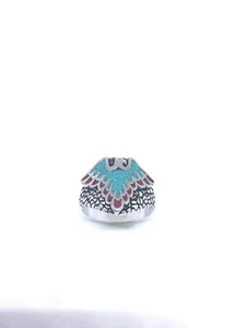 1980's Vintage Silver White Bronze Size 7.25 Men's Southwestern Eagle Inlay Ring - Picture 1 of 4