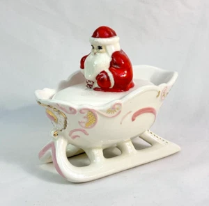 Vintage Ceramic Santa Claus in Sleigh Covered Candy/Trinket Dish - Picture 1 of 11