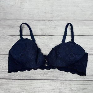 Cosabella Never dunkelblau Spitze Frontverschluss gepolstert Push Up Bügel BH Gr. 36D - Bild 1 von 5