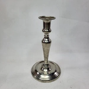 Candelabro Match Candelabro Candelabro Estaño Base Redonda 9.5 In Alto - Imagen 1 de 7