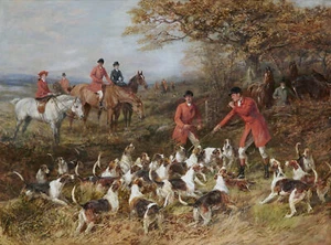 Heywood Hardy Hunters and Hounds Oil Painting Giclee Canvas Print - Picture 1 of 1