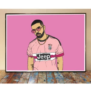 DRAKE JUVENTUS JERSEY ORIGINAL ART POSTER PRINT VIEWS MORE LIFE TORONTO RAPPPER - Picture 1 of 1