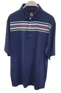 FootJoy FJ Poloshirt LARGE blau gestreift Golf Herren » - Bild 1 von 14