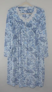 SECRET TREASURES Women's Blue Paisley Velour Long Nightgown Sz XL (16-18) - Picture 1 of 8