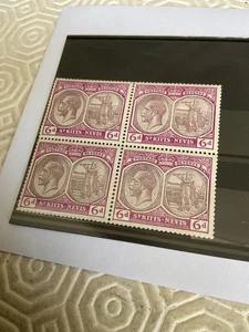 St Kitts Nevis 1924 SG46 - 6d dull & bright purple block of 4.MNH - Picture 1 of 2