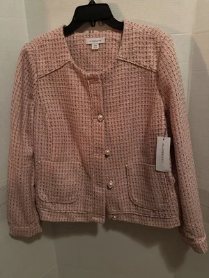 Blazer Traje Chaqueta Para Mujer LIZ CLAIBORNE Botón Frontal Rosa Tweed Talla 16W - Nuevo con Etiquetas Foto 1 de 3
