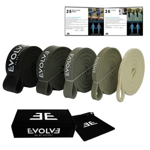 Evolve Resistance Bands 5 Level Set Pull up Assist, Natural Thick Latex Long - Picture 1 of 5