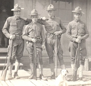 WWI Army Soldiers Dog Rifles Real Photo Postcard RPPC - Picture 1 of 3