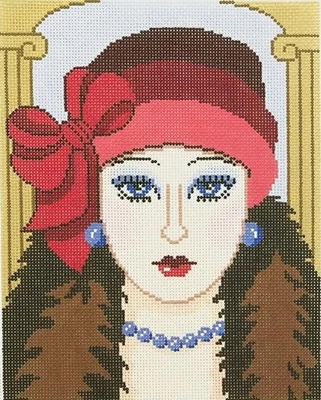 Needlepoint Handpainted Lee Vogue Lady 8x10 - Image 1 of 4
