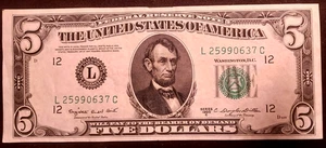 1950 C  $5 Federal Reserve Note Bank of San Francisco  - Picture 1 of 7