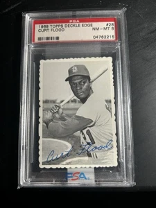 1969 Topps #28 Deckle Edge Curt Flood St Louis Cardinals PSA 8 - Imagen 1 de 2