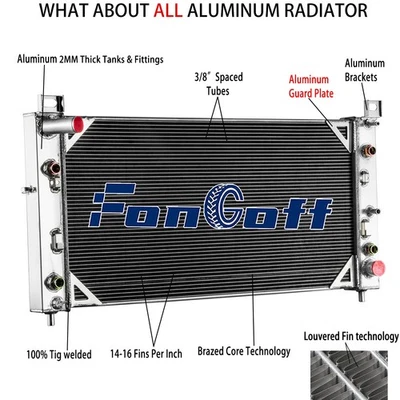 Fit 2001-02 Chevy Silverado GMC Sierra 2500 HD 3500 8.1L 3-Row Aluminum Radiator - Image 1 of 4