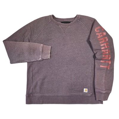 Sudadera Carhartt Calce Relajado Cuello Redondo Mujer M Púrpura Aire Libre Ropa de Trabajo Tareas Foto 1 de 4