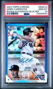 2023 Topps Chrome Kerry Carpenter Rookie Autograph Blue Refractor /150 PSA 10 - Picture 1 of 2