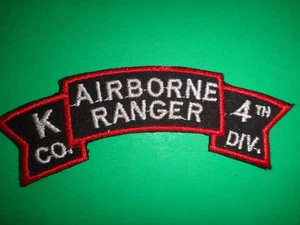 K Company 4th Infantry Division AIRBORNE RANGER Scroll Patch From Vietnam War - Picture 1 of 3