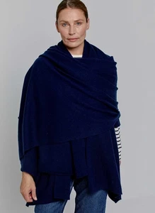 CASHMERE NAVY SCARF Thick Shawl Travel Wrap Handmade Natural Cashmere Soft - Picture 1 of 6