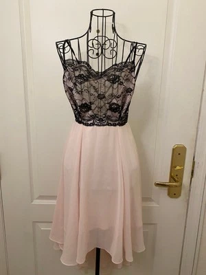 Sexy Vestido Midi Vintage Victoria Secret Negro Encaje Rosa Sin Espalda Talla Pequeña Foto 1 de 4