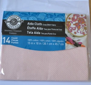 Tessuto punto croce Aida passanti e fili 14 pezzi rosa chiaro 38 cm x 45 cm - Foto 1 di 3