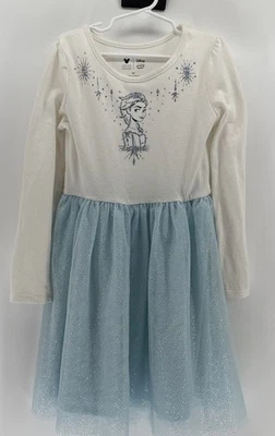 Vestido Disney Frozen Elsa Niñas Talla 6X Jumping Frijoles Azul Brillante Tutú Foto 1 de 4