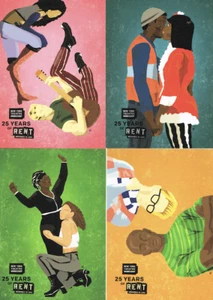 RENT 25th Aniversary New York Theater Workshop Postcard Set of Four - Picture 1 of 2